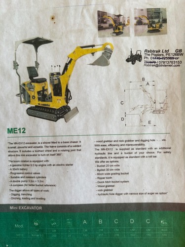 Clover me12 mini digger - clover,